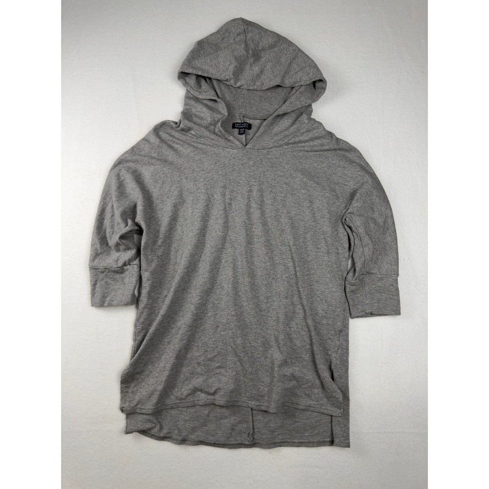 American Eagle Soft & Sexy Grey 3/4 Sleeve Hoodie Top Womens Medium High Low Hem